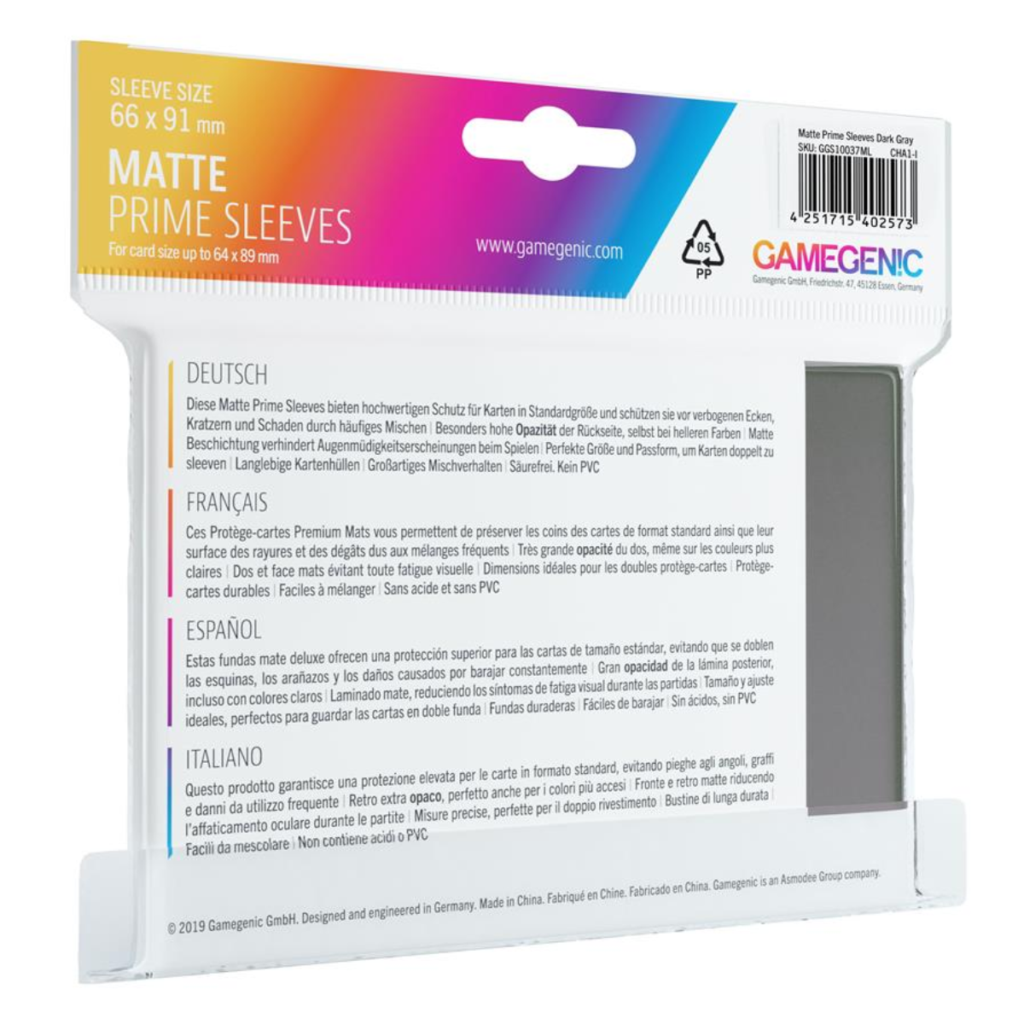 Gamegenic - Matte Prime Sleeves Grey 100x