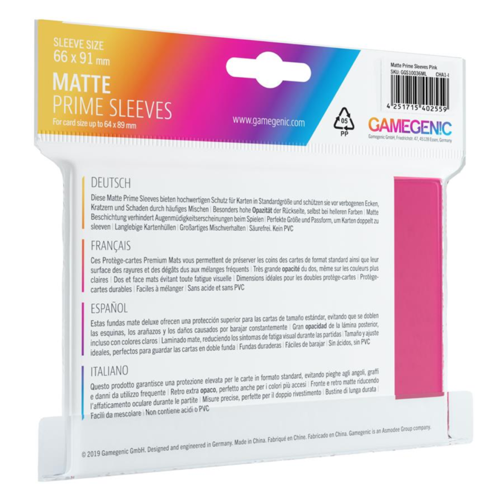 Gamegenic - Matte Prime Sleeves Pink 100x