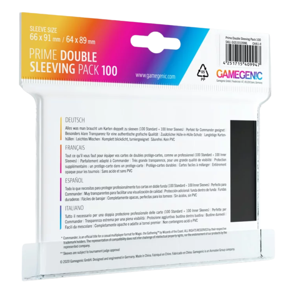 Gamegenic - Prime Double Sleeving Pack 100x