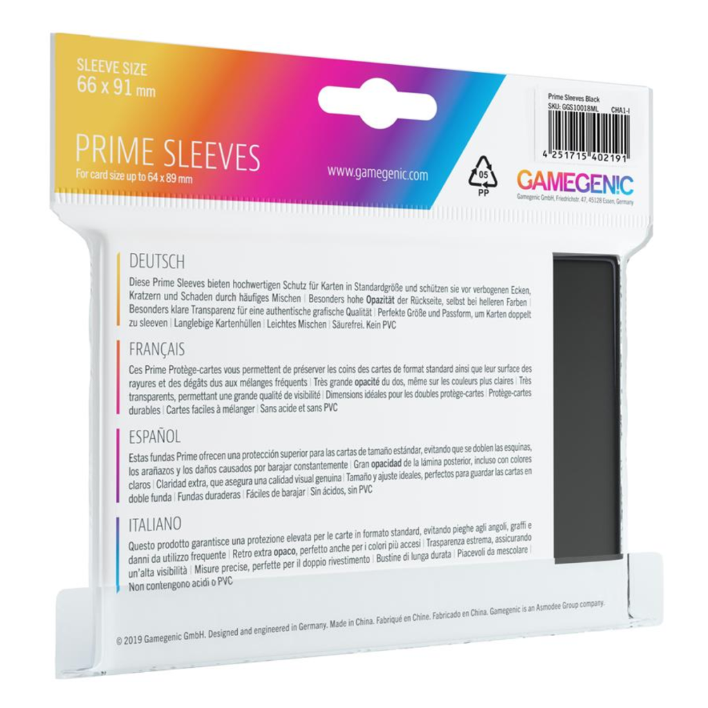 Gamegenic - Prime Sleeves Black 100x