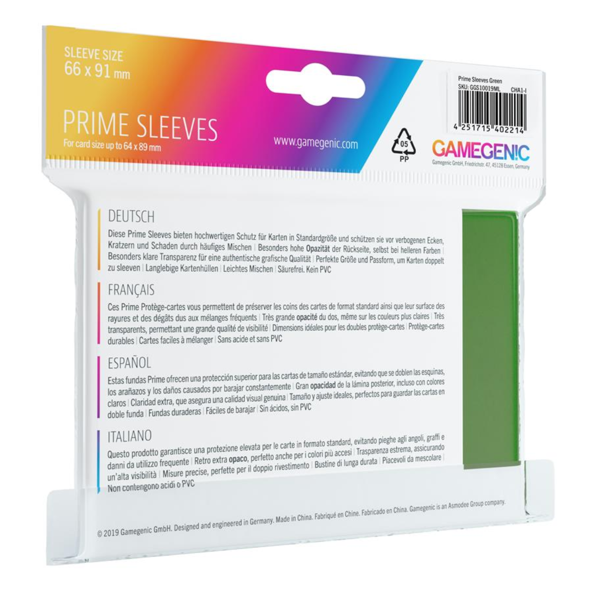 Gamegenic - Prime Sleeves Green 100x - Afbeelding 2