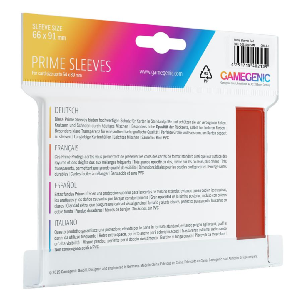 Gamegenic - Prime Sleeves Red 100x