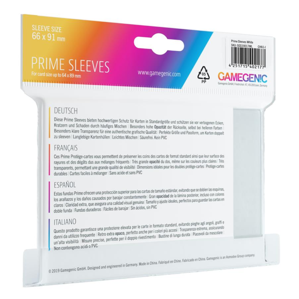 Gamegenic - Prime Sleeves White 100x