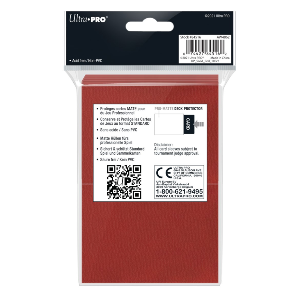 Ultra PRO - Sleeves Matte Red 100x