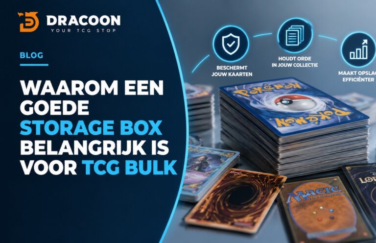Storage box voor TCG bulk met stapels trading cards bij Dracoon