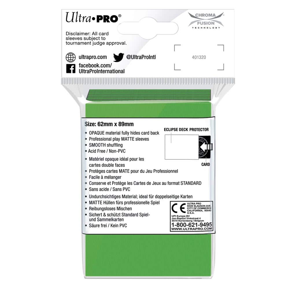 Ultra PRO – Sleeves Eclipse Matte Small Lime Green 60x - Afbeelding 4